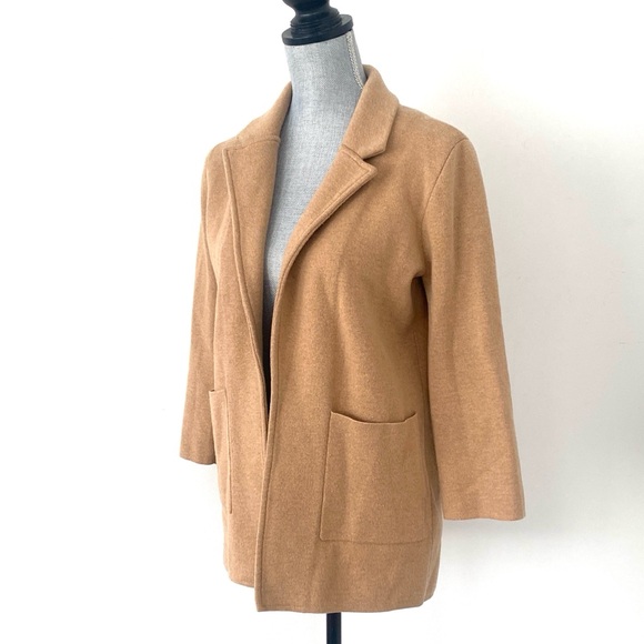 J Crew 365 Sophie Open Front Sweater Blazer Cardigan Women XS Camel Preppy Chic - Picture 3 of 13